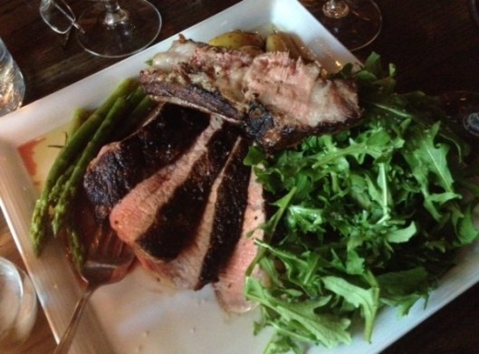 Aged ribeye at Nick's Italian Cafe