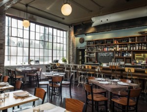 Bluebeard's casual and hip dining room.